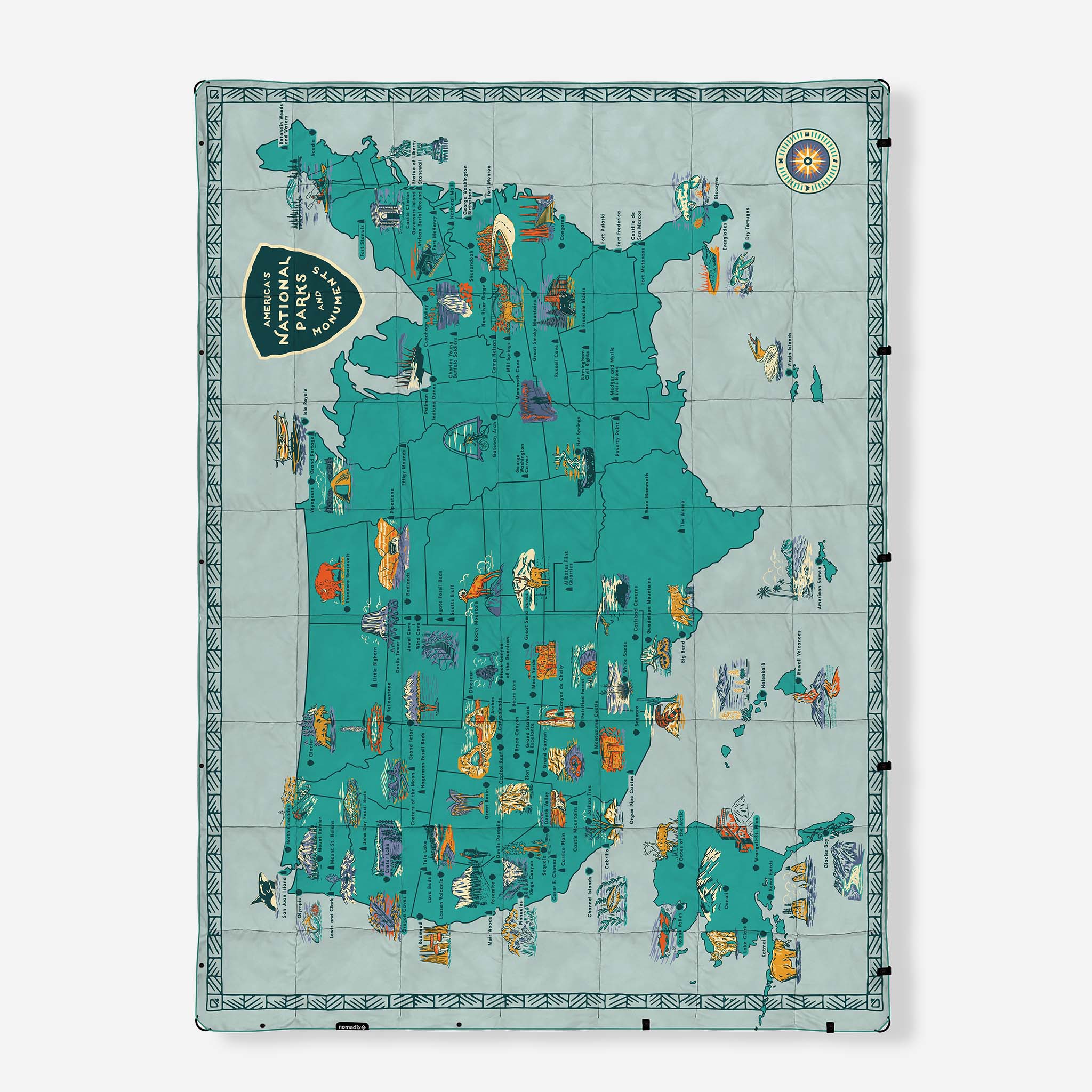 Nomadix Graphene Puffer Blanket: National Parks and Monuments Map