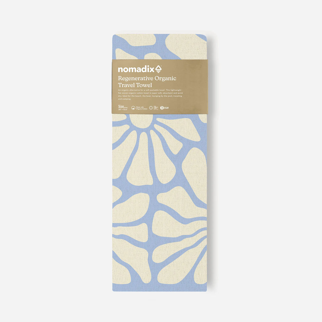 Nomadix Organic Cotton Travel Towel: Lazy Daisy Coastal Blue