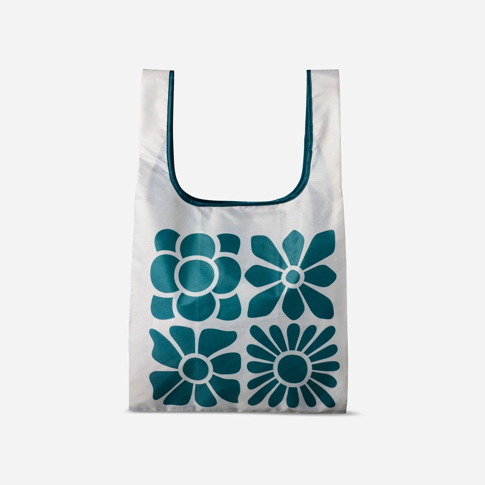 Nomadix Pocket Tote: Big Flowers Teal Ocean