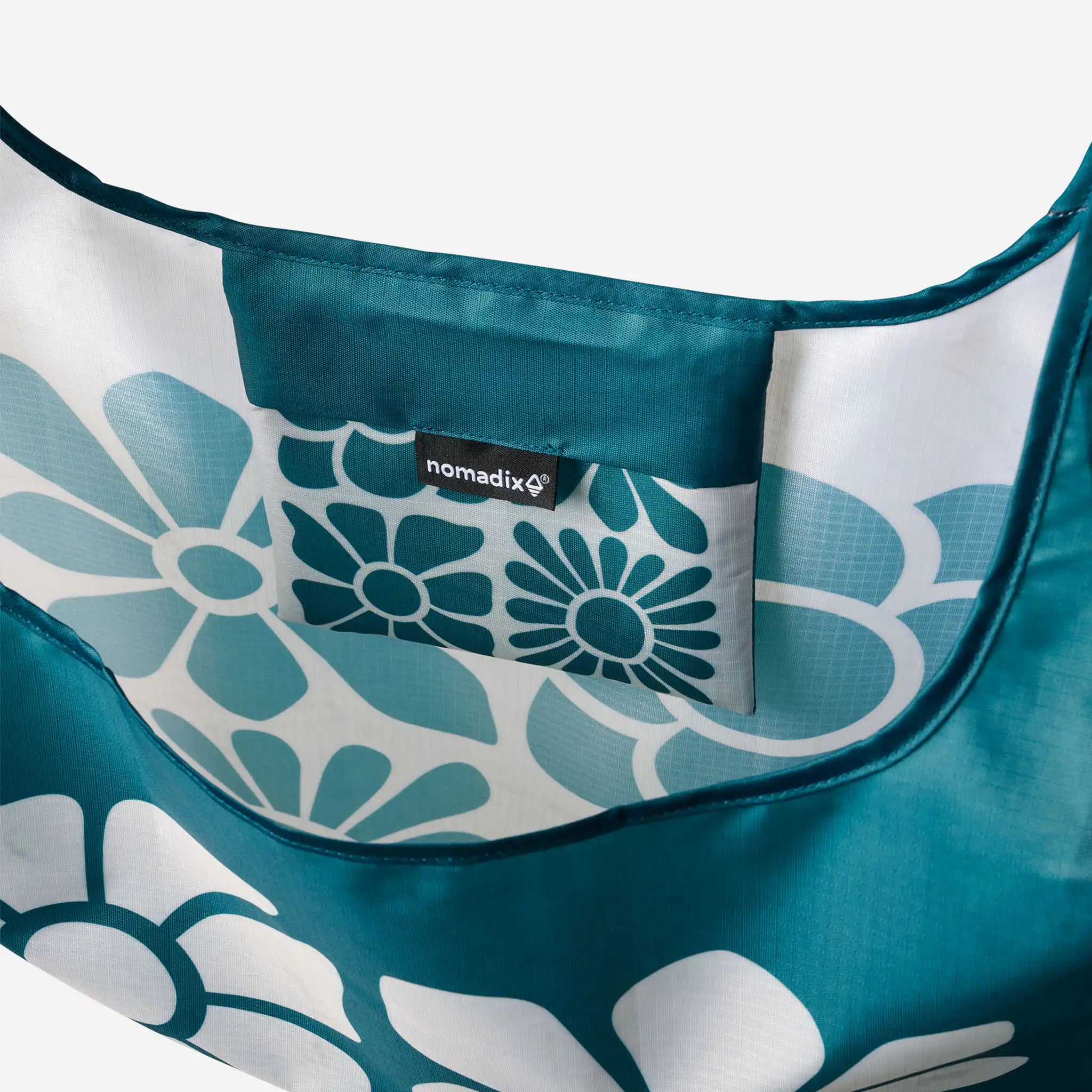 Nomadix Pocket Tote: Big Flowers Teal Ocean
