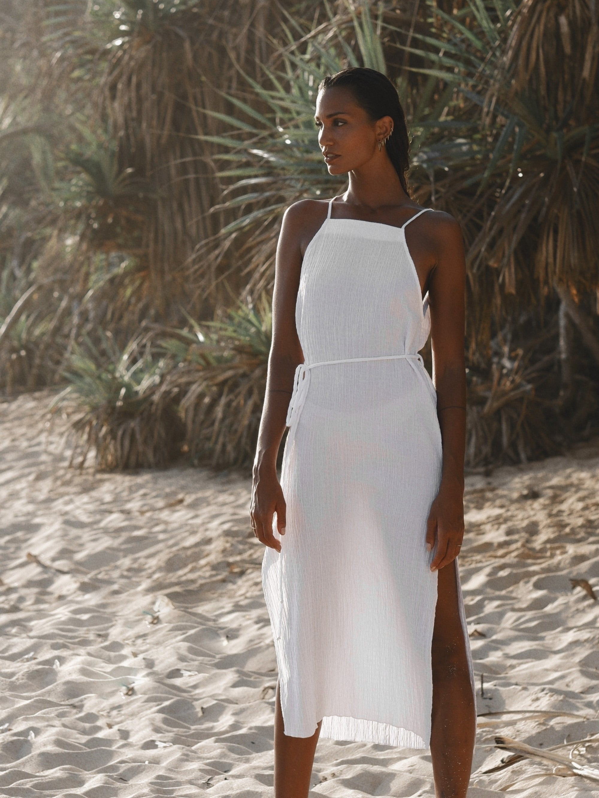 The Handloom Siesta Dress White