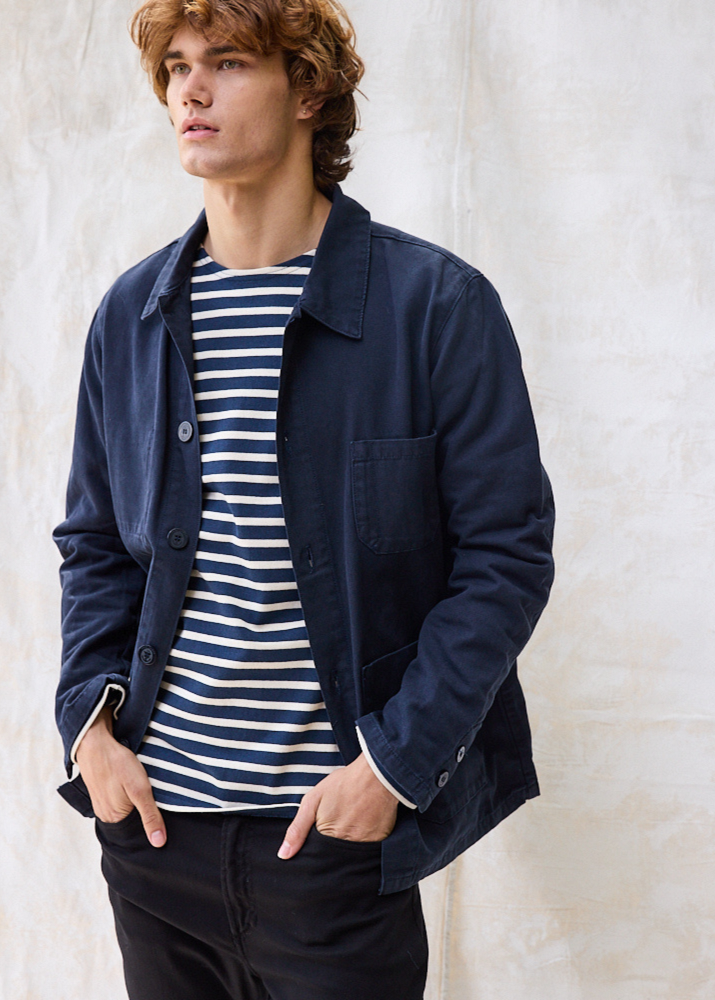 Saint James SIROCCO II - Navy French Chore Jacket | Workwear Cotton Canvas | Unisex Fit (NAVY)