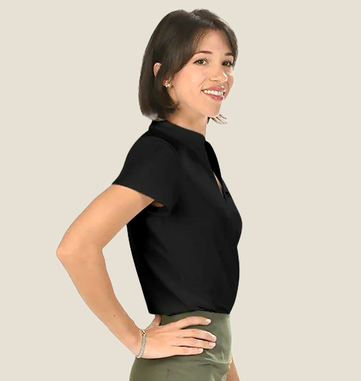 Smallwood's Women's T-shirt Mandarin V-Neck