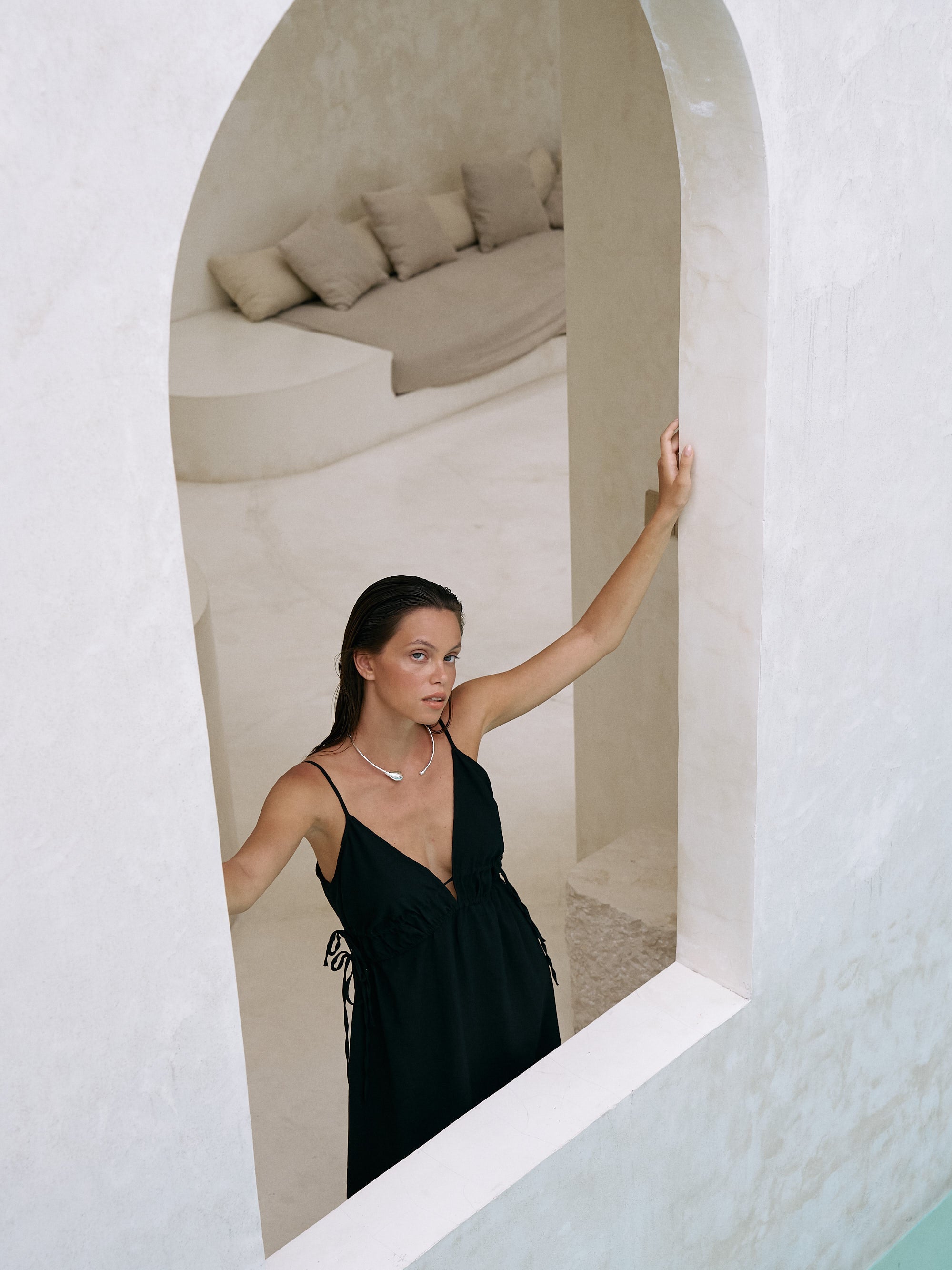 The Handloom Sofia Ties Maxi Dress Black