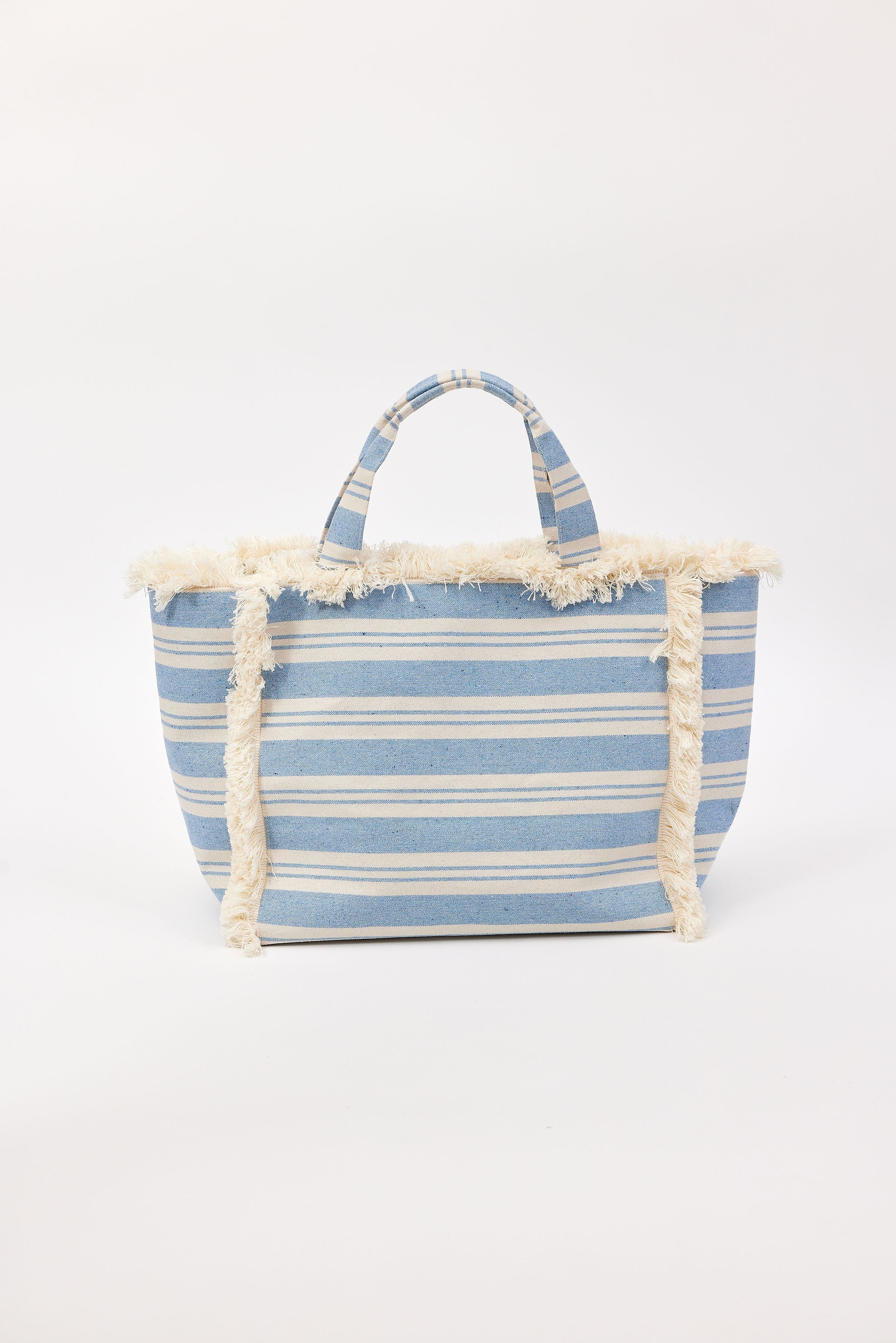 Hat Attack New York Striped Canvas Beachy Tote, Blue Stripe