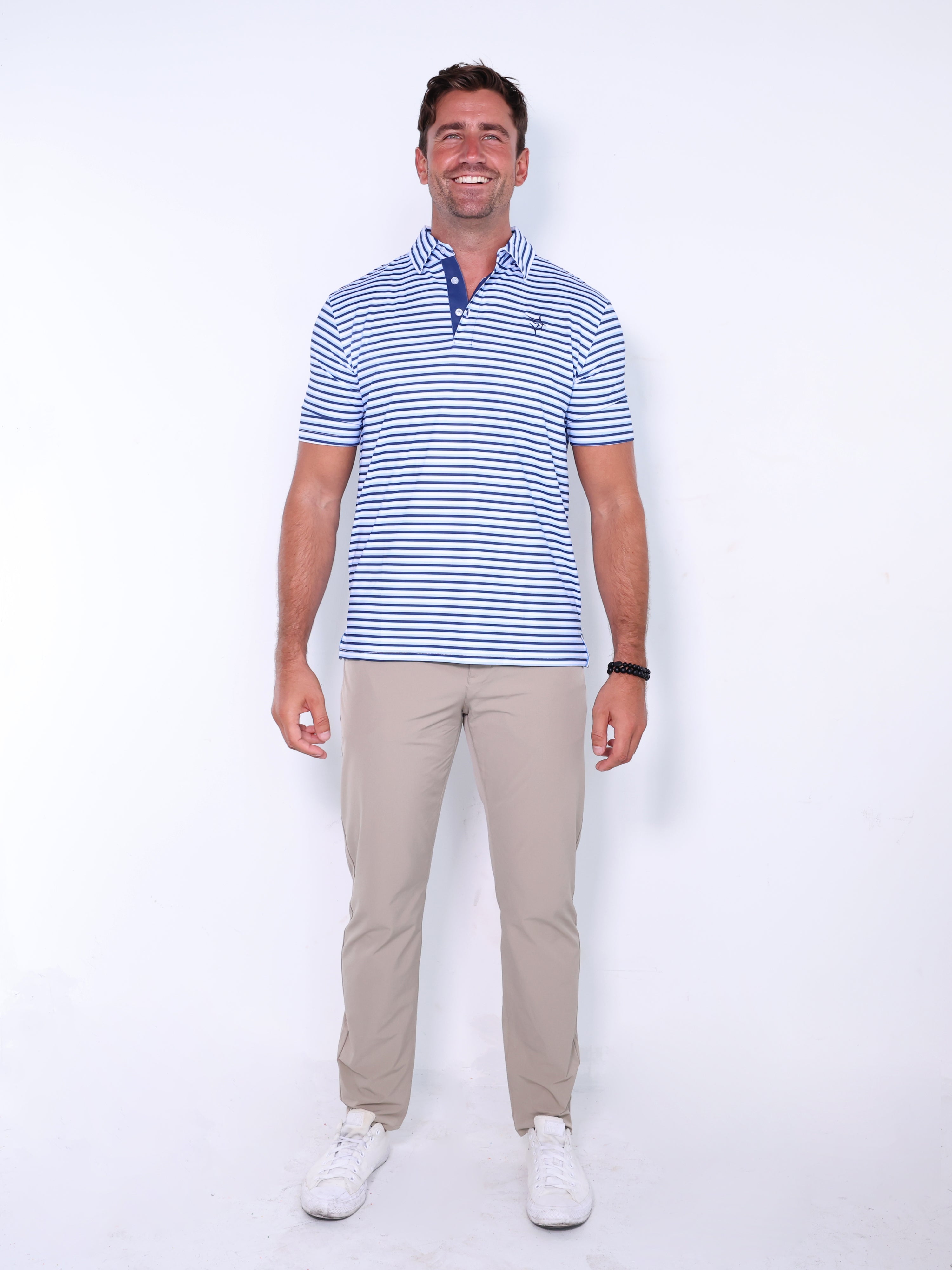 White Water Striper Polo, Navy/White