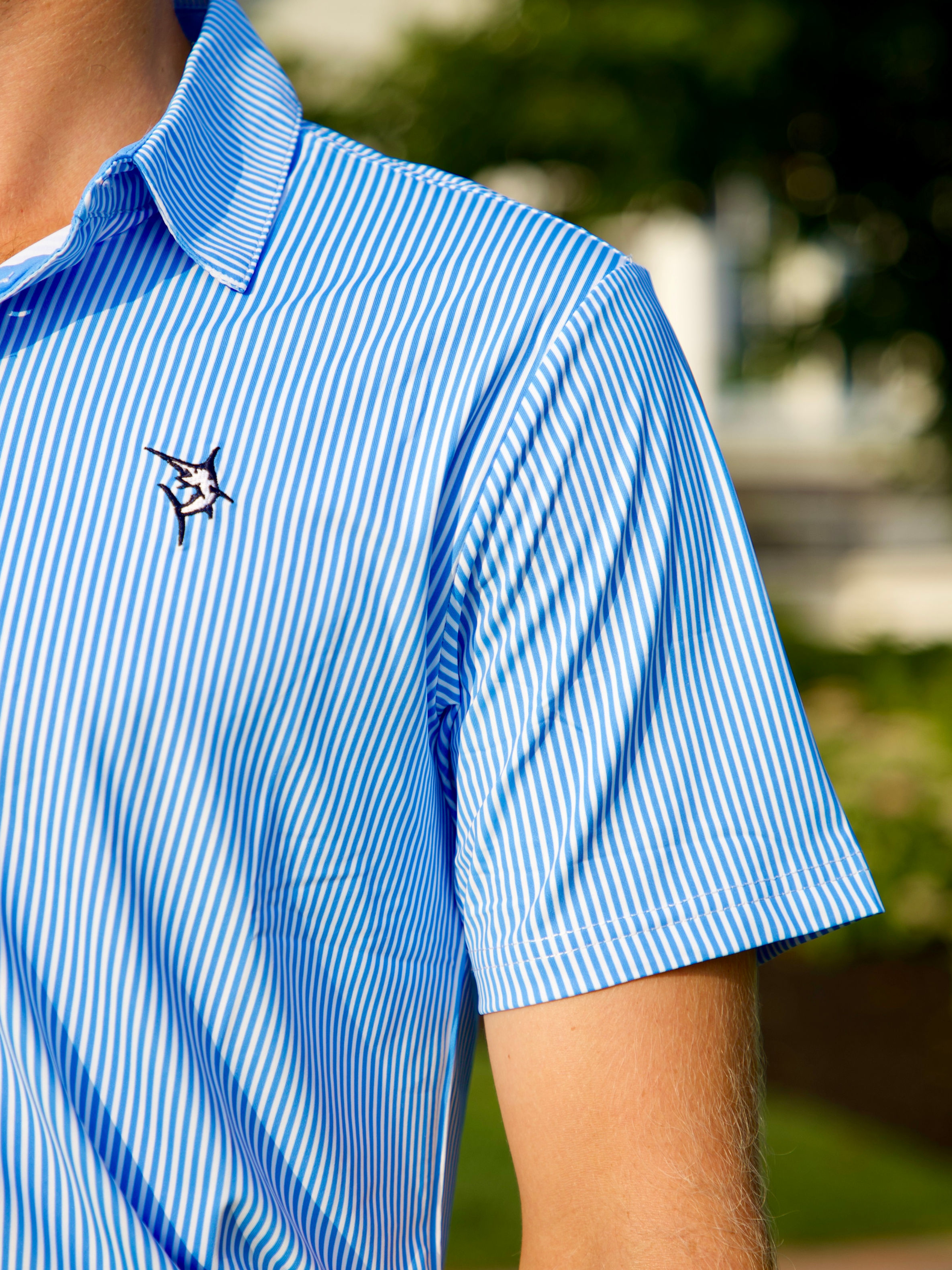 White Water Striper Polo, Light Blue