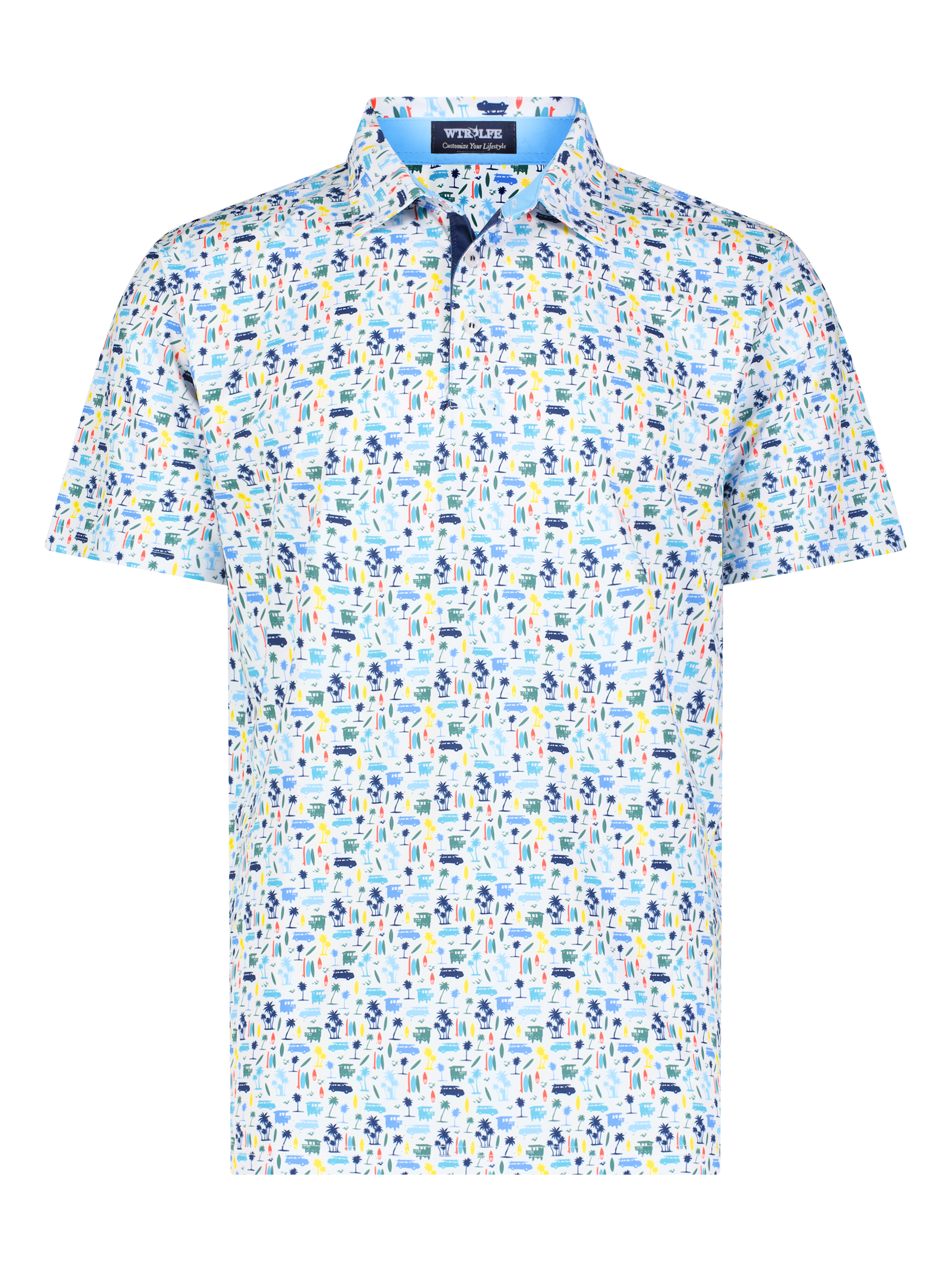 White Water Surfs Up Polo, Multi color