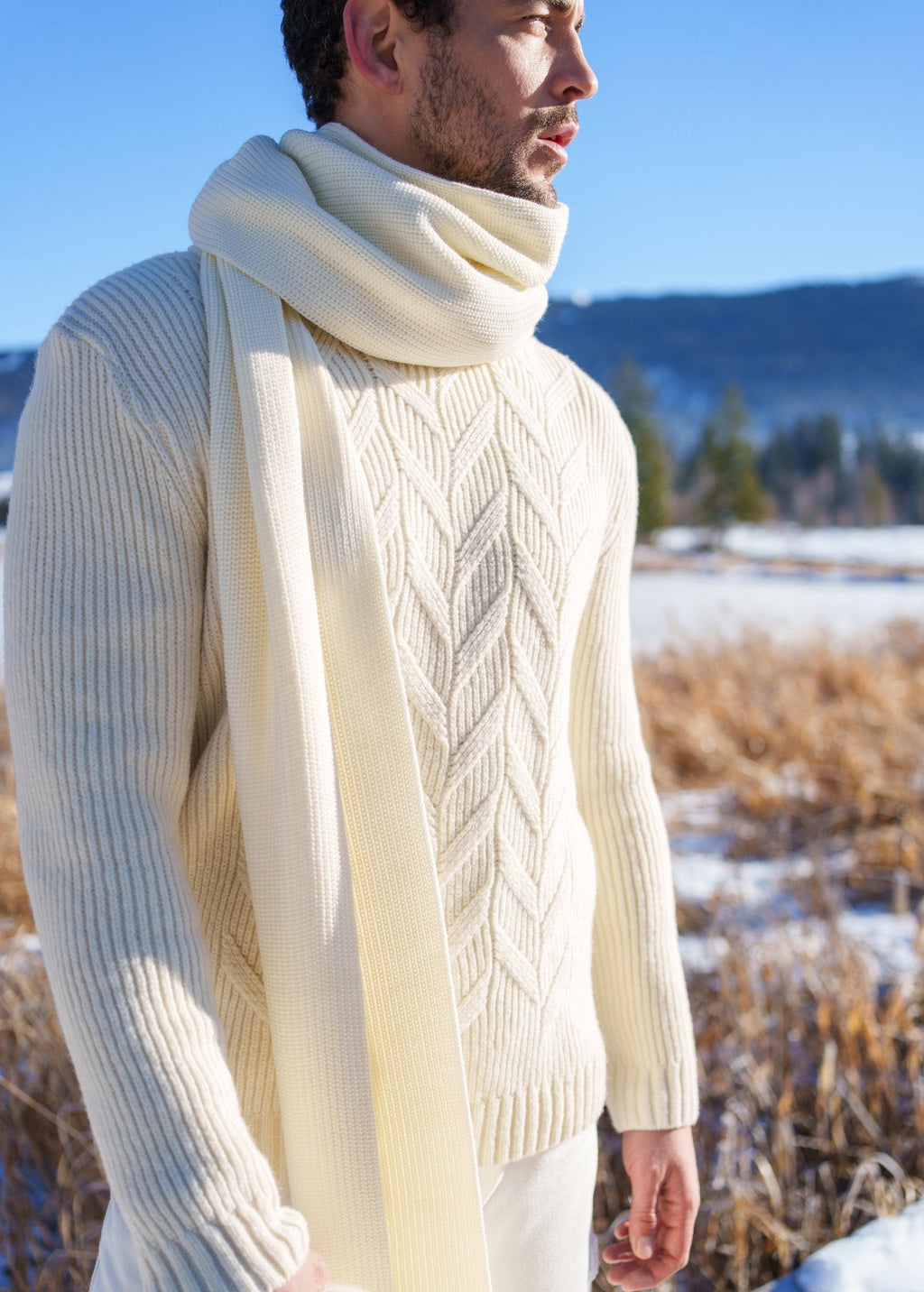 Saint James TIGNES - Textured Cable Knit Sweater | 100% Wool (WINTER WHITE)