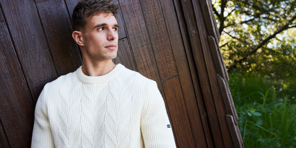 Saint James TIGNES - Textured Cable Knit Sweater | 100% Wool (WINTER WHITE)