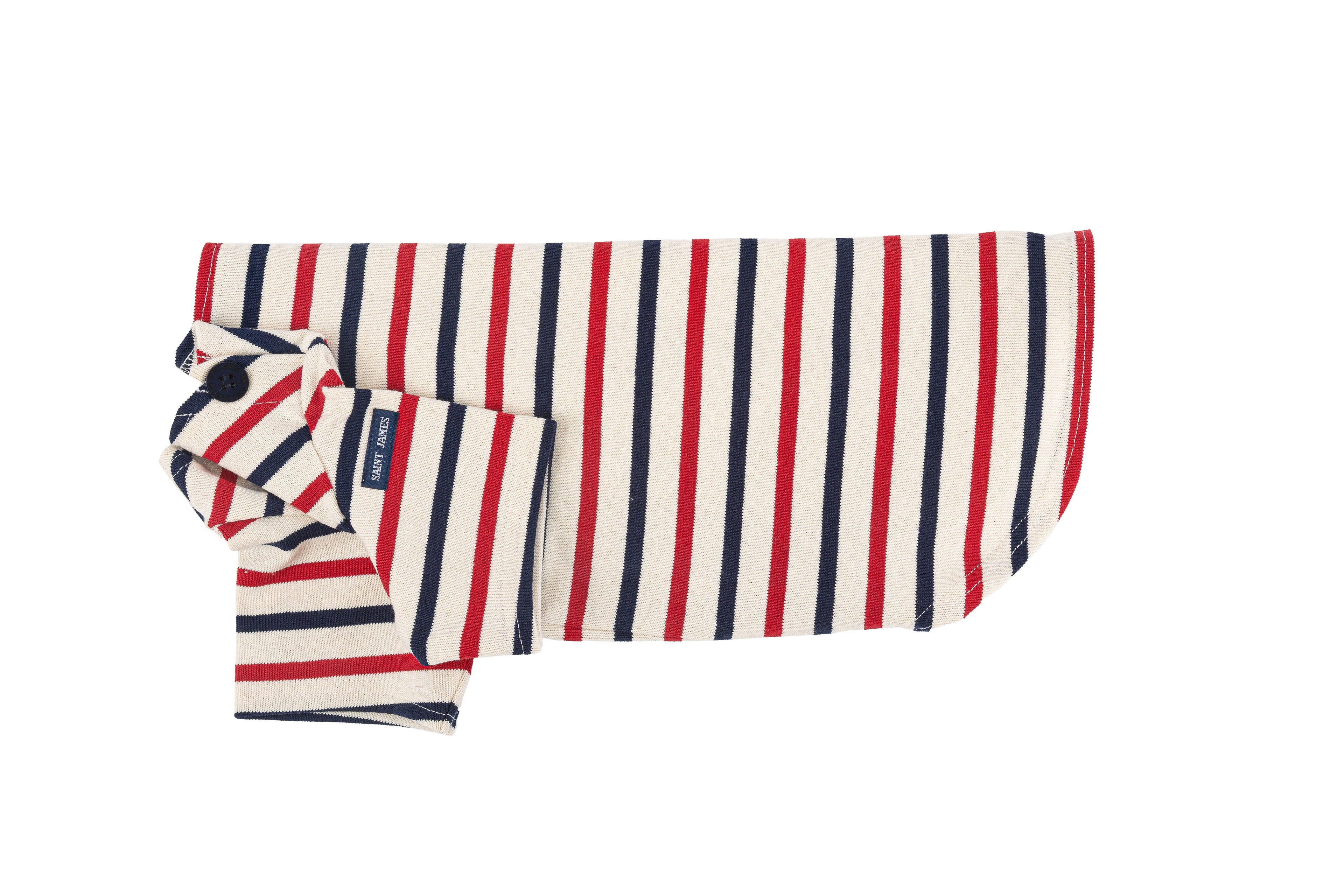 Saint James PARISIAN PUP SHIRT - Authentic Tri-Color Breton Shirt for Dog | Heavyweight Cotton (ECRU / NAVY / RED)