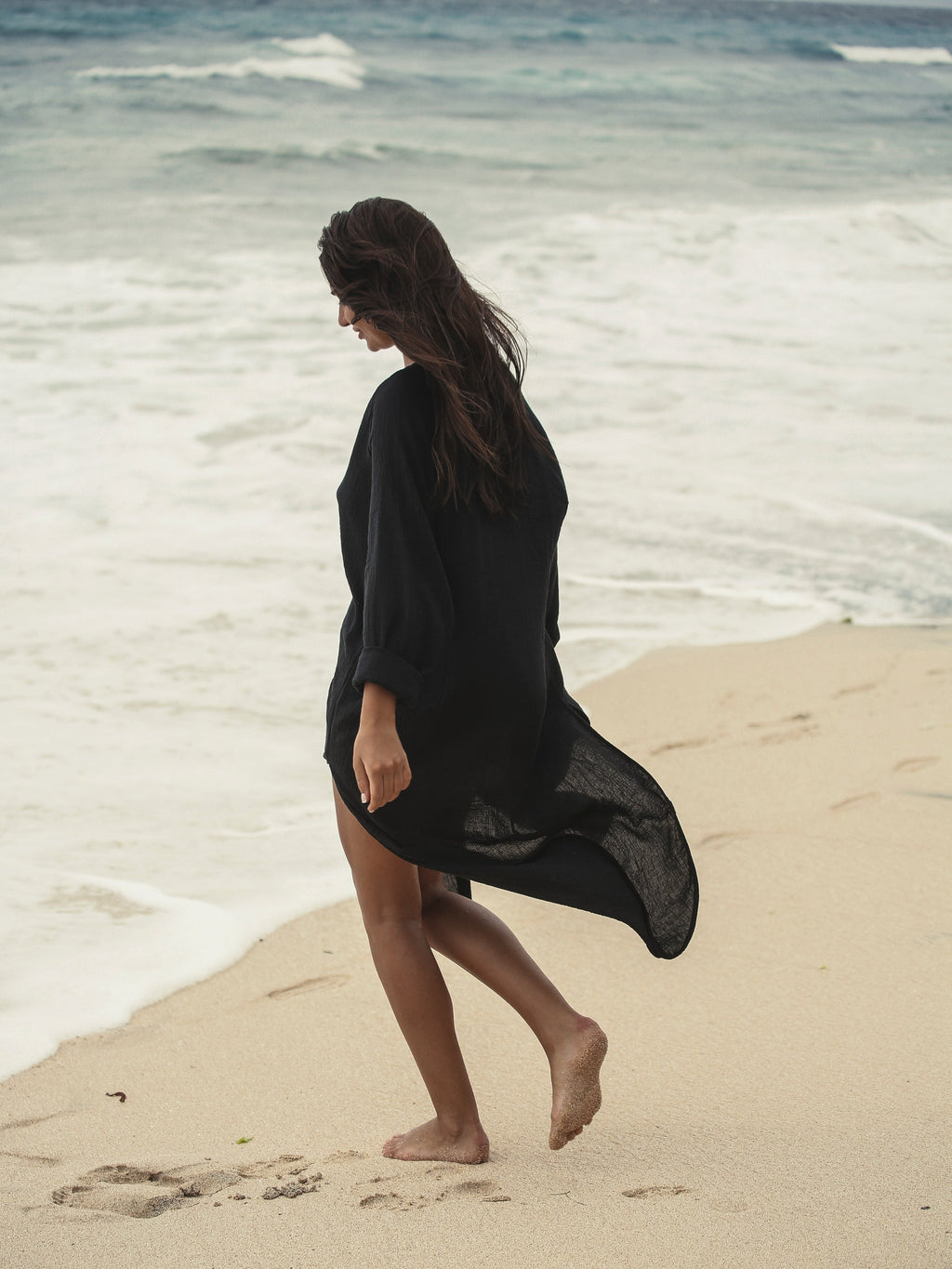 The Handloom Terra Shirt Dress Black