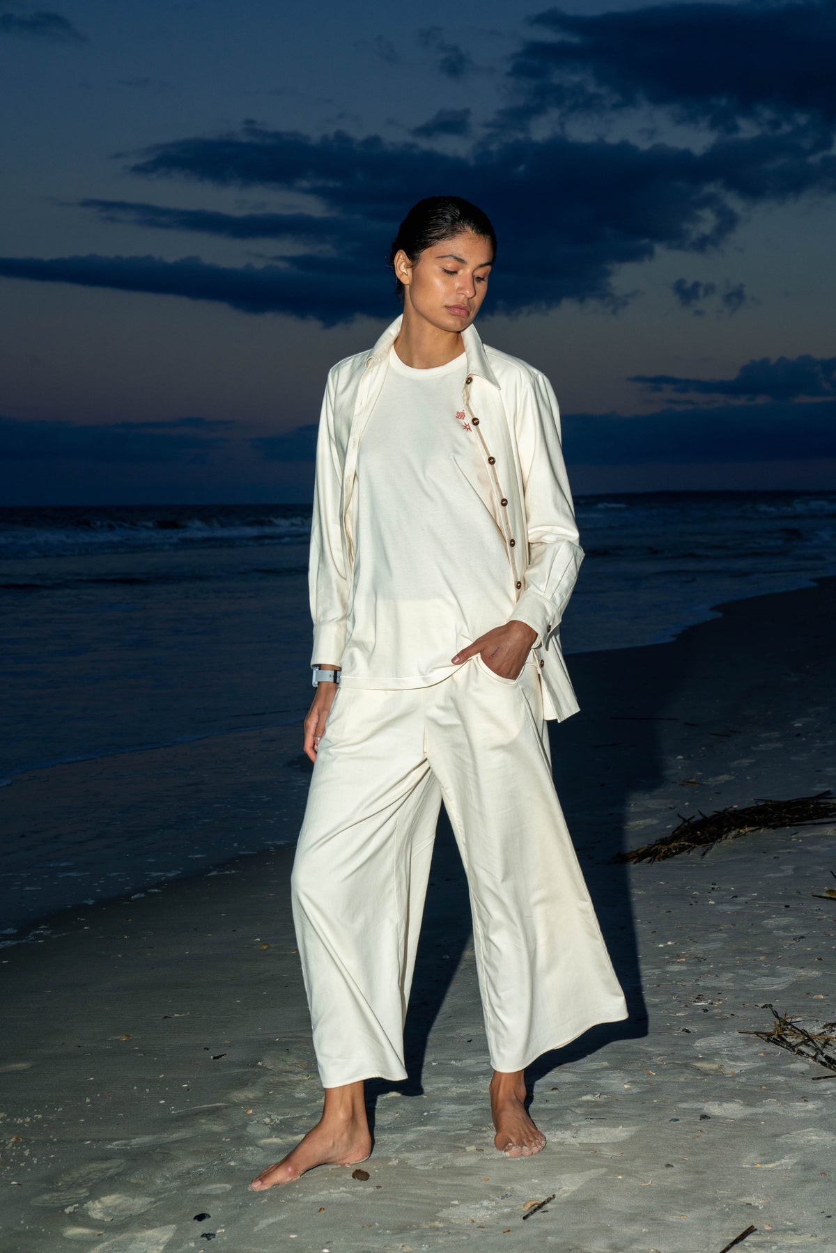 The Ansea Twill Button Down Shirt - Bone White