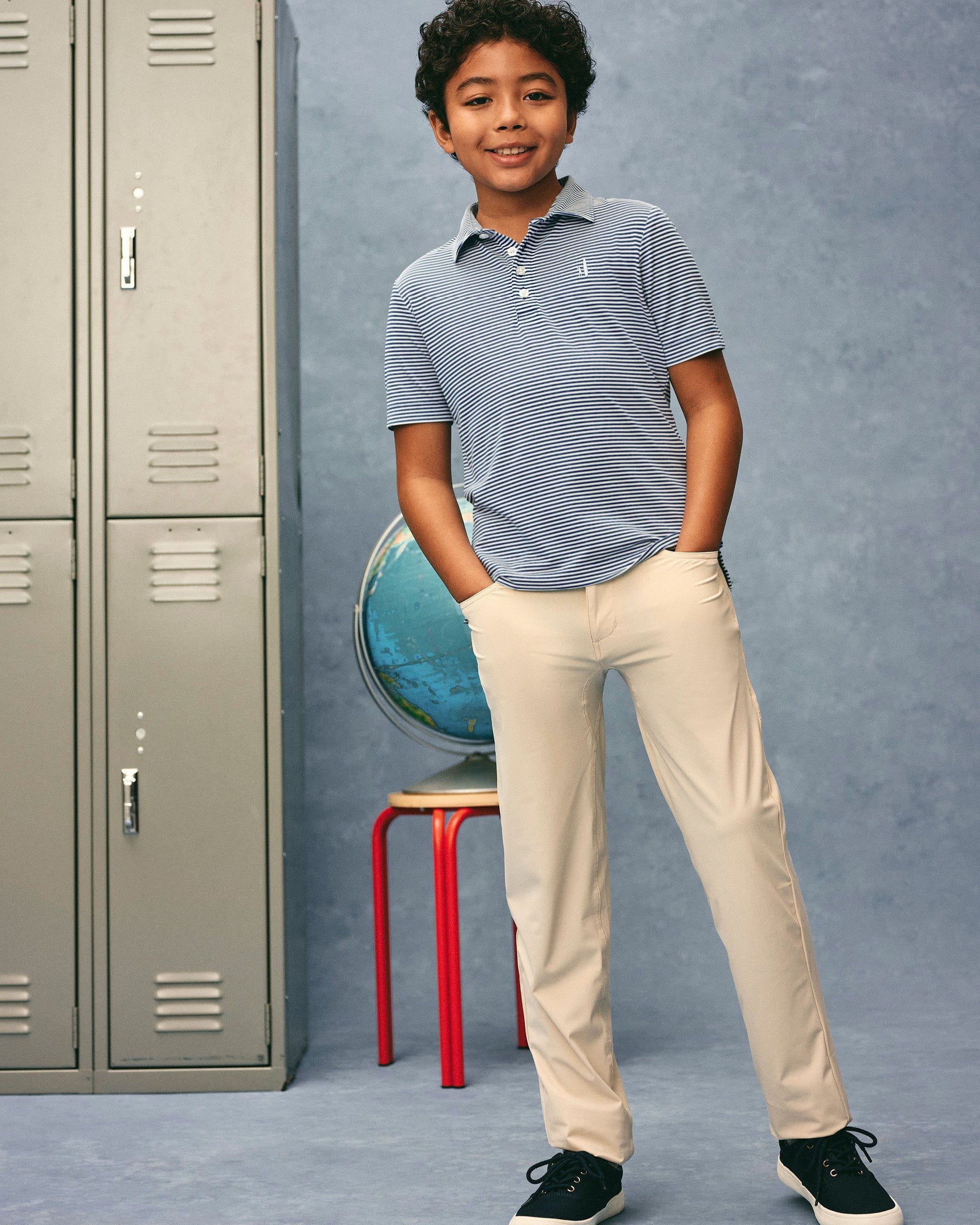 Johnnie-O Performance Mesh Jr. Polo - Hunter Stripe