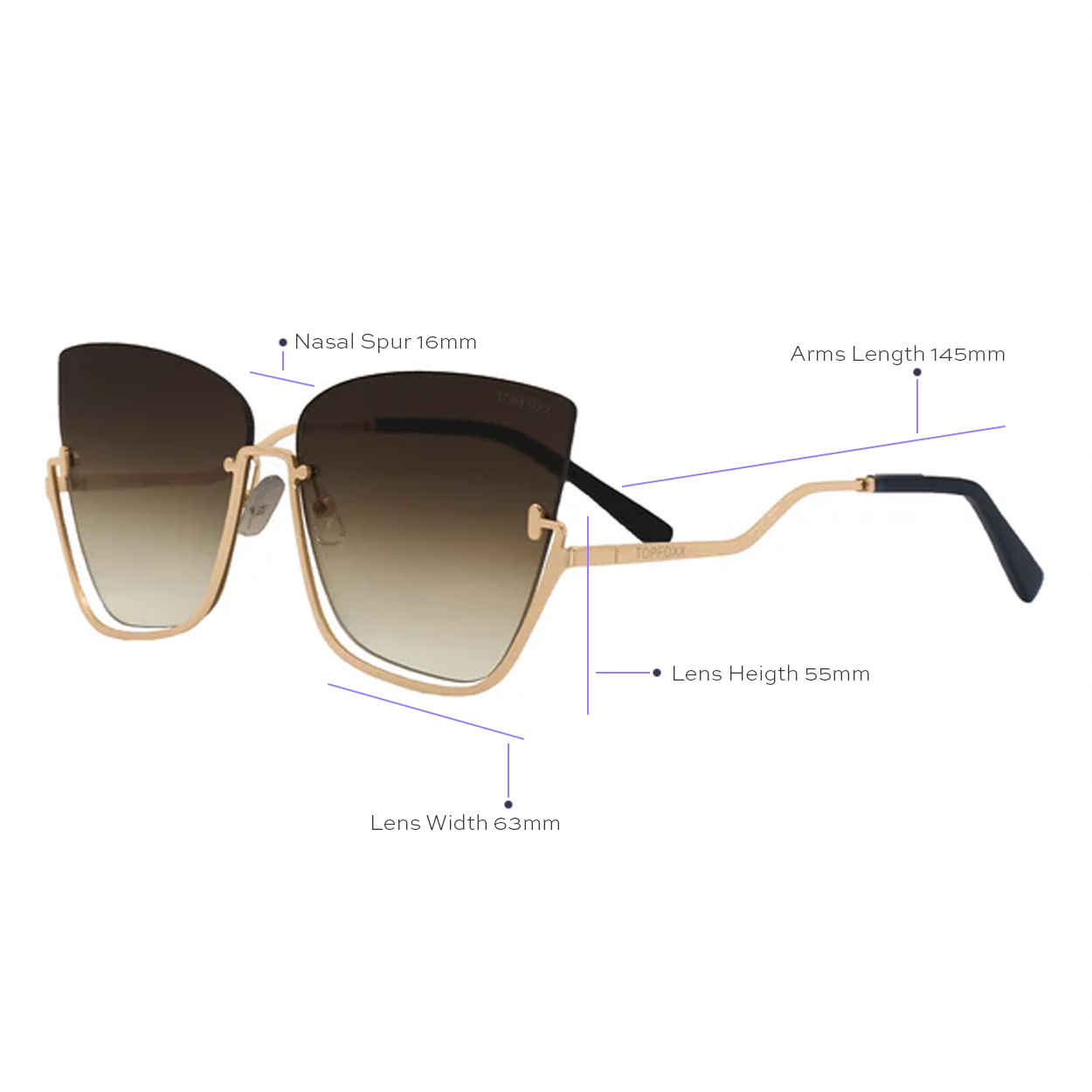 Vixen - Oversized Metal Cateye Sunglasses