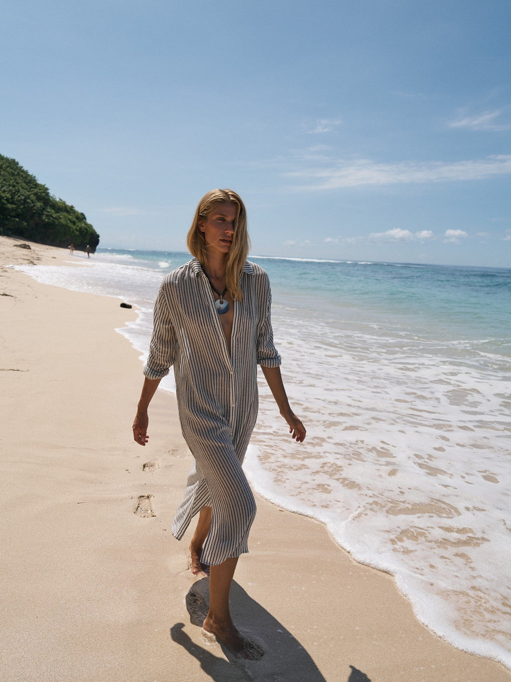 The Handloom Voyage Shirt Dress Black Stripes