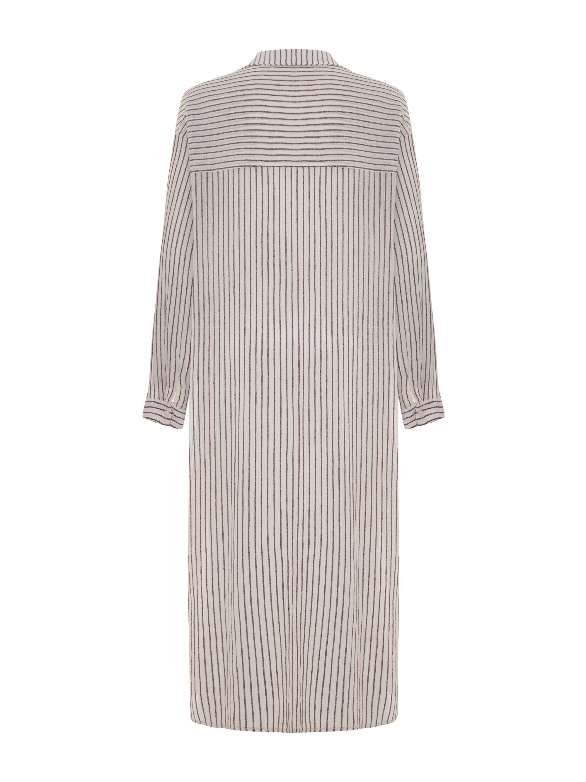 The Handloom Voyage Shirt Dress Burgundy Stripes