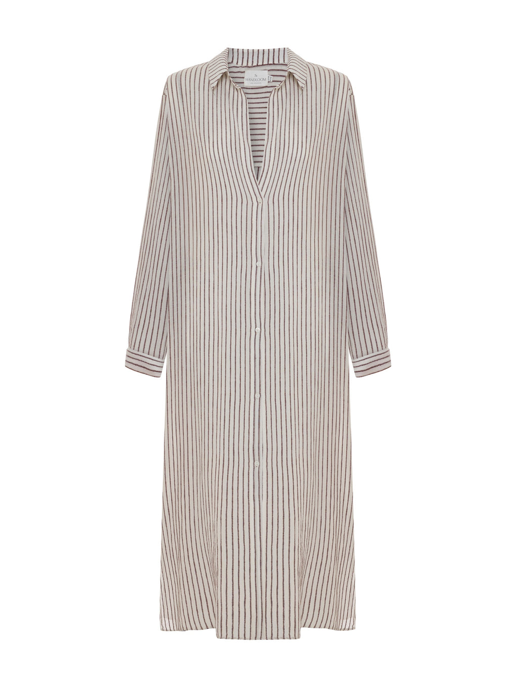 The Handloom Voyage Shirt Dress Burgundy Stripes