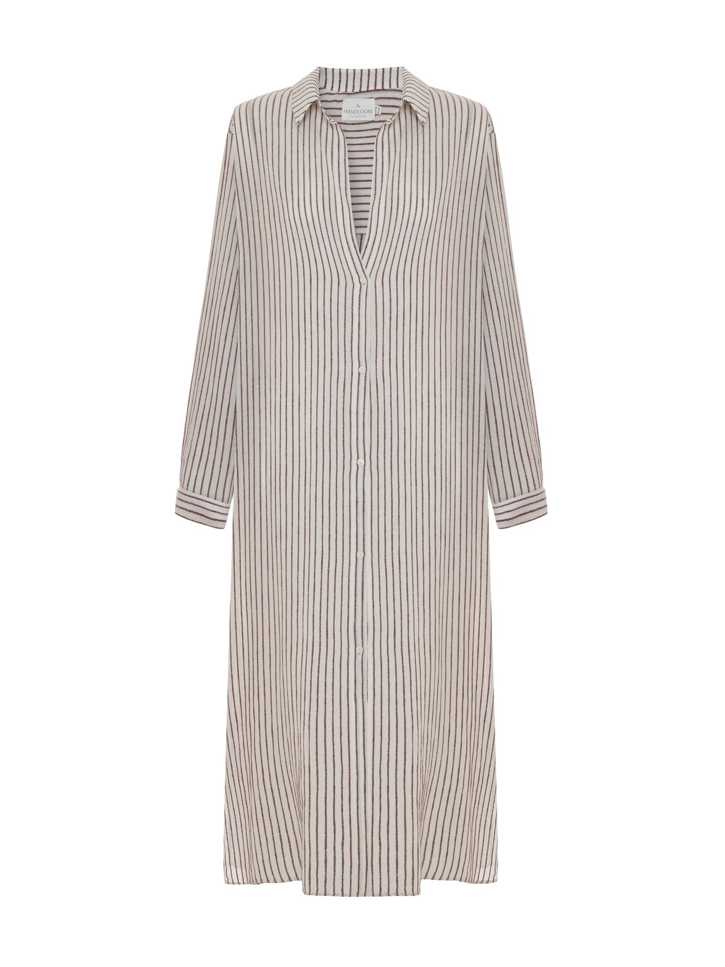 The Handloom Voyage Shirt Dress Burgundy Stripes