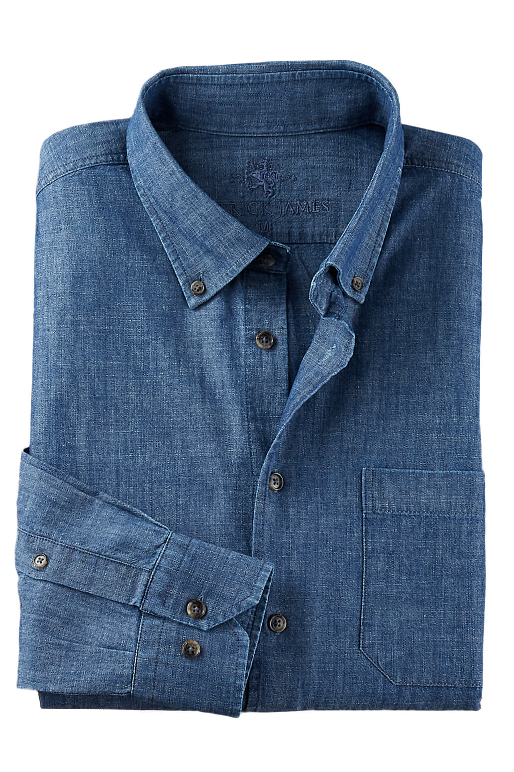 Patrick James Long Sleeve Button Down Solid Chambray Shirt