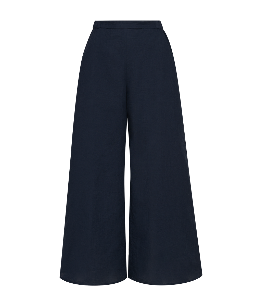 The Ansea Gauze Wide Leg Pant - Navy