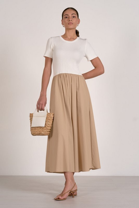 Riley Dress White Tan