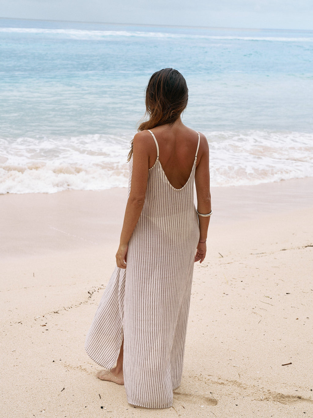 The Handloom Yaz Dress Burgundy Stripes