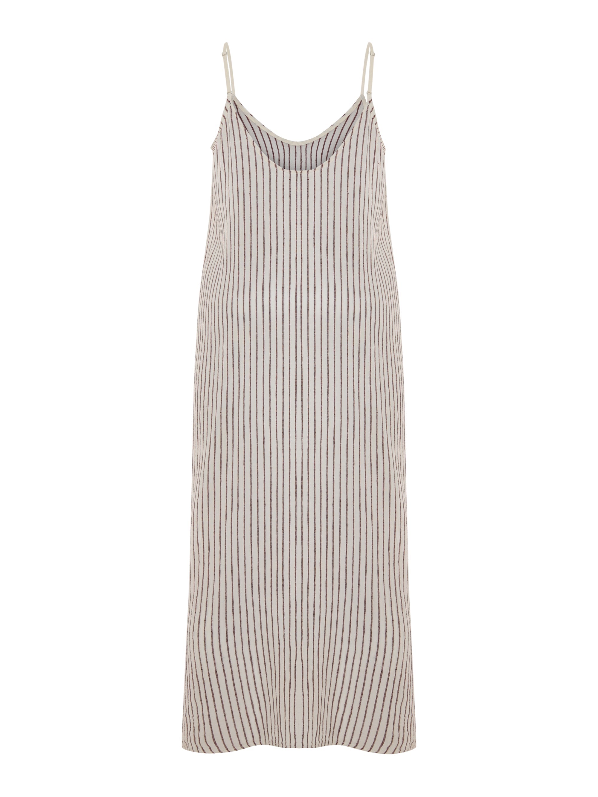 The Handloom Yaz Dress Burgundy Stripes