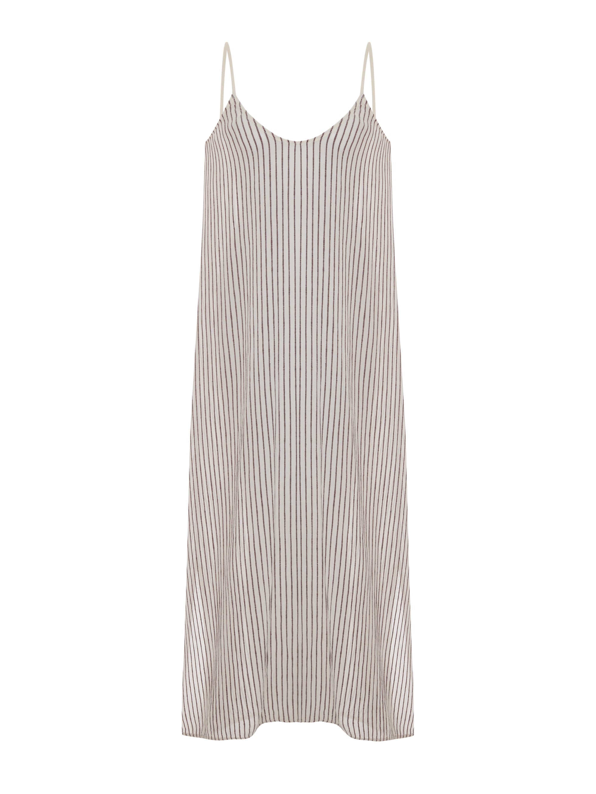 The Handloom Yaz Dress Burgundy Stripes