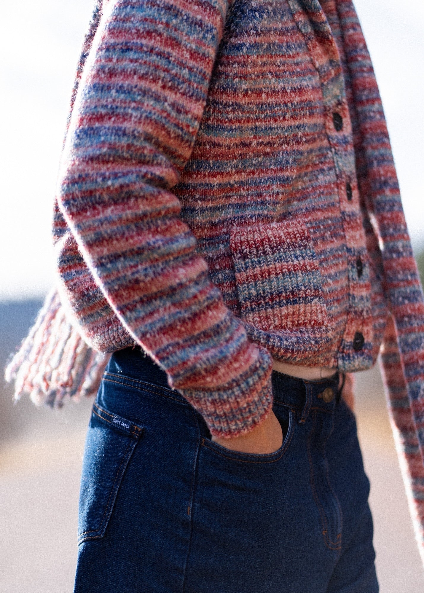 Saint James ZURICH – Multicolor Shawl Collar Cardigan (FRONTIER CHIC MULTICO)