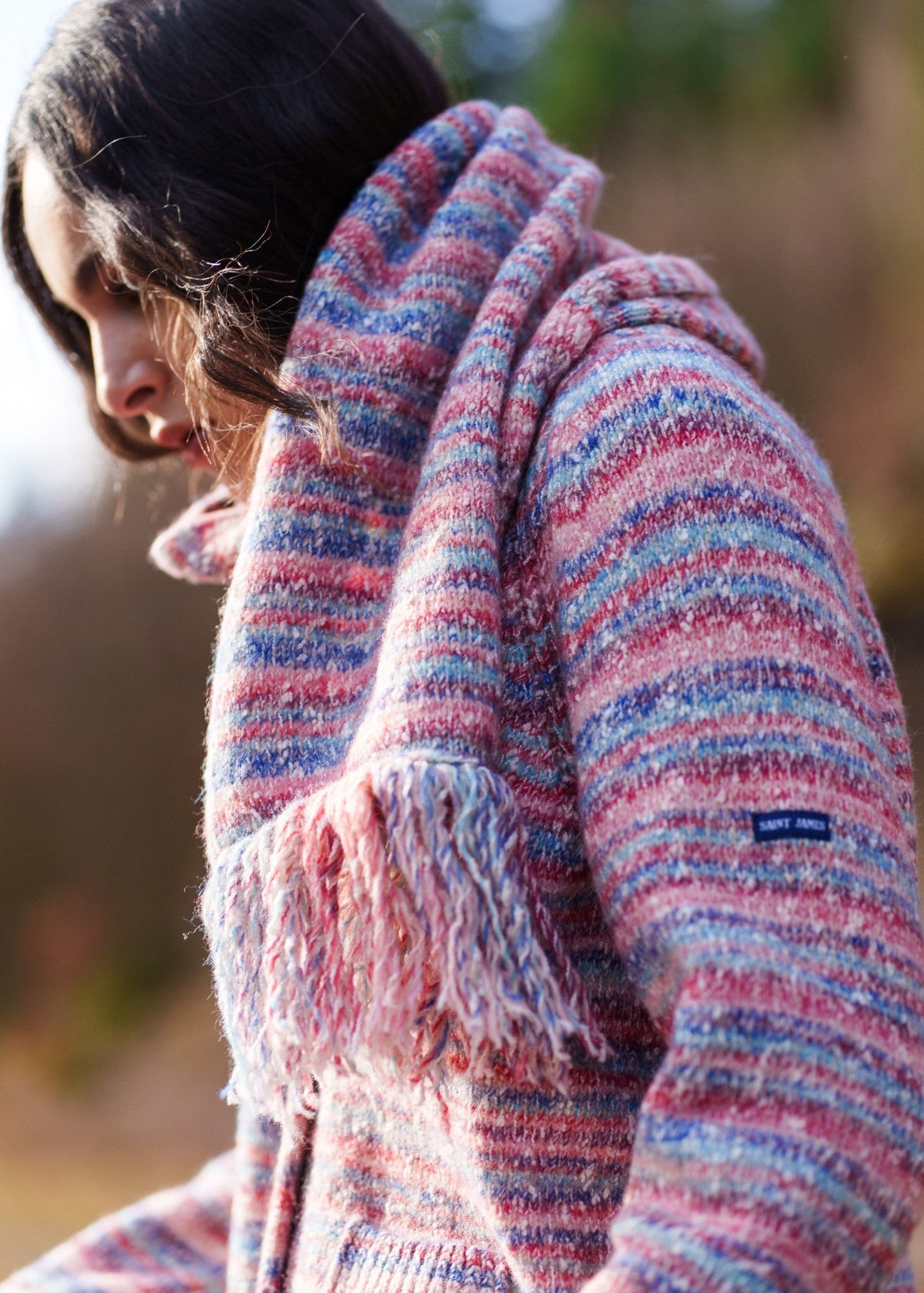 Saint James ZURICH SCARF - Multicolor Long Fringed Knit Scarf | Wool & Cotton Blend (FRONTIER CHIC MULTICO)