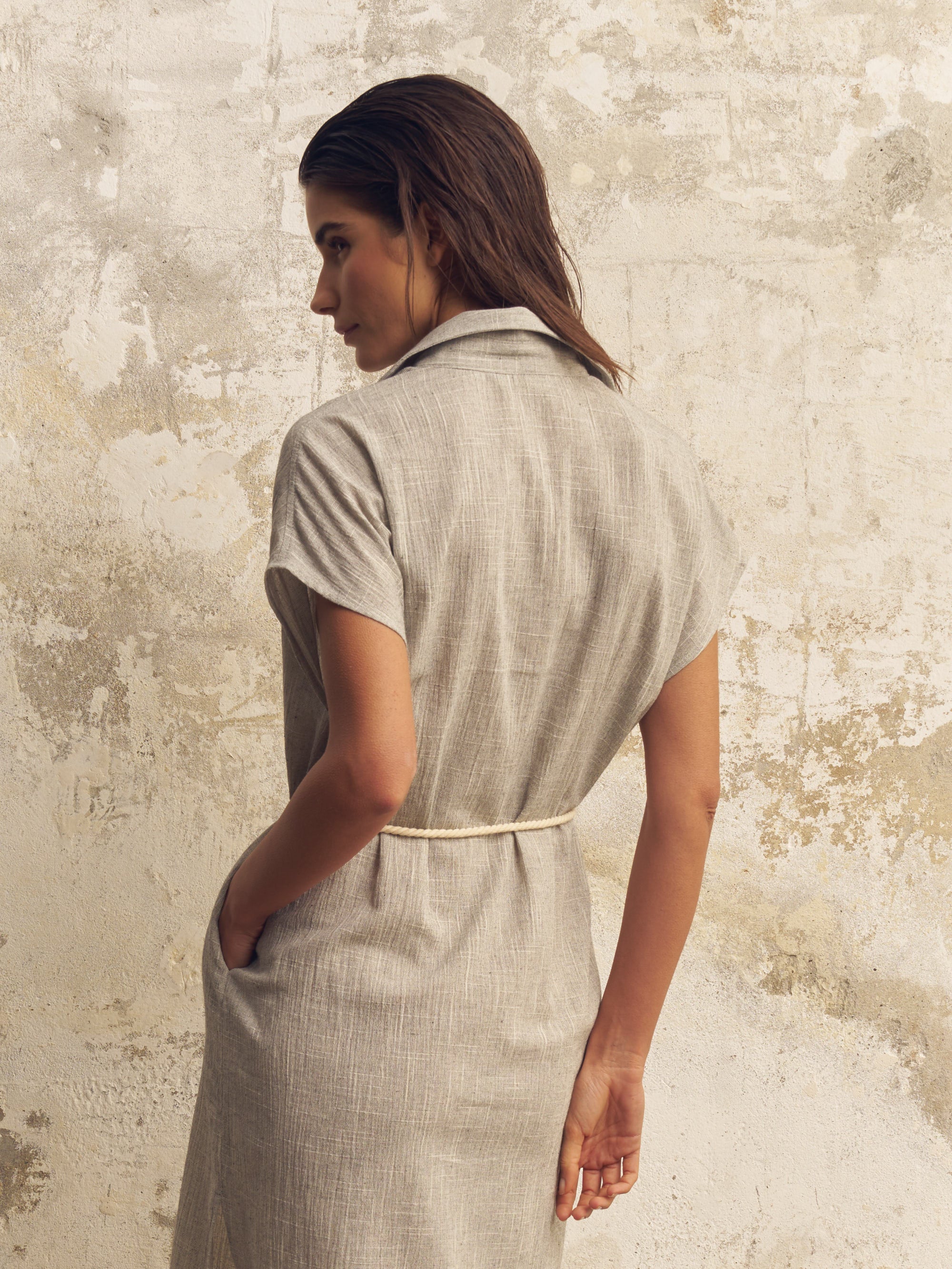 The Handloom Zaya Shirt Dress Gray