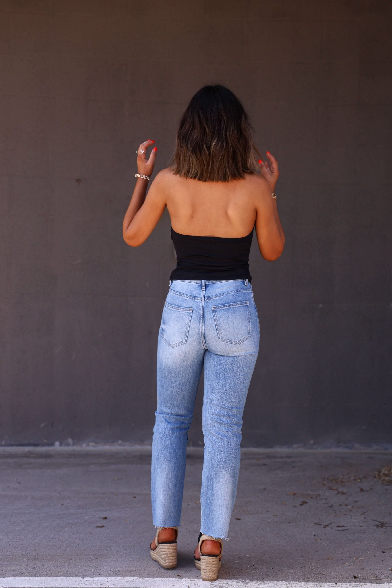 Bayeas Medium Wash High Rise Straight Jeans - FINAL SALE