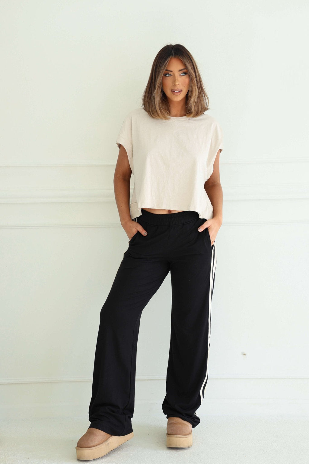 Beige Cotton Slub Open Back Top - FINAL SALE