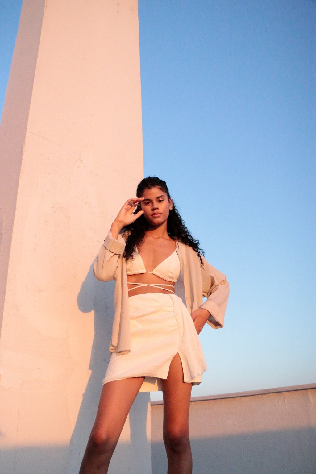 The Handloom Bella Mini Skirt Natural