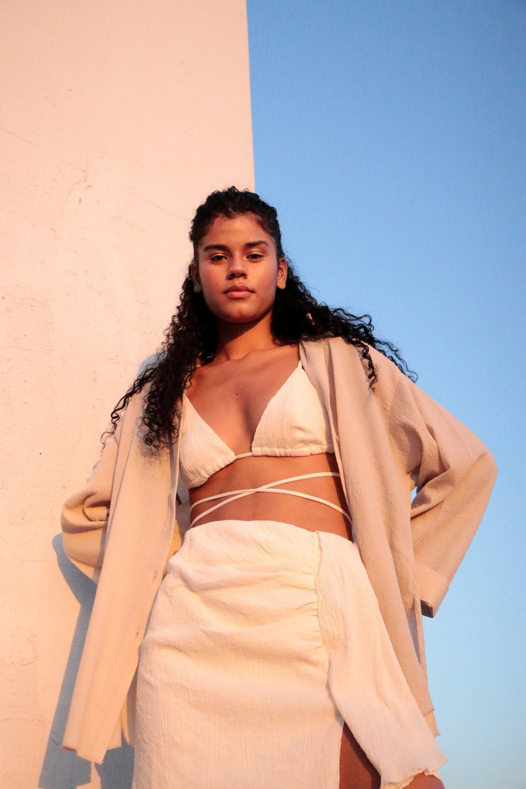 The Handloom Bella Mini Skirt Natural