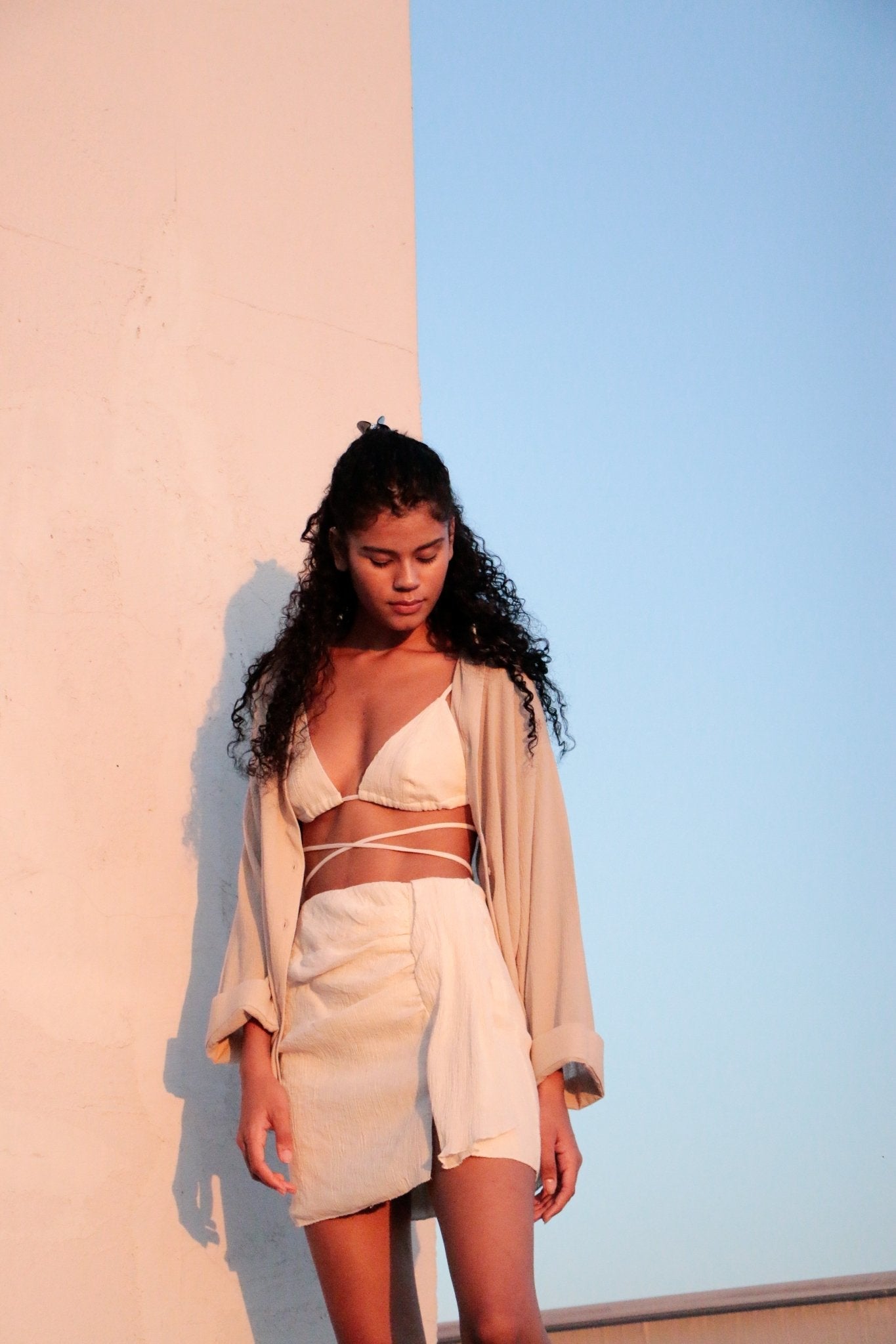 The Handloom Bella Mini Skirt Natural