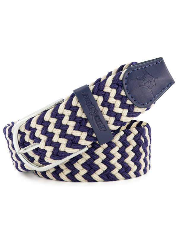 White Water Waterline Braided Belt, Navy