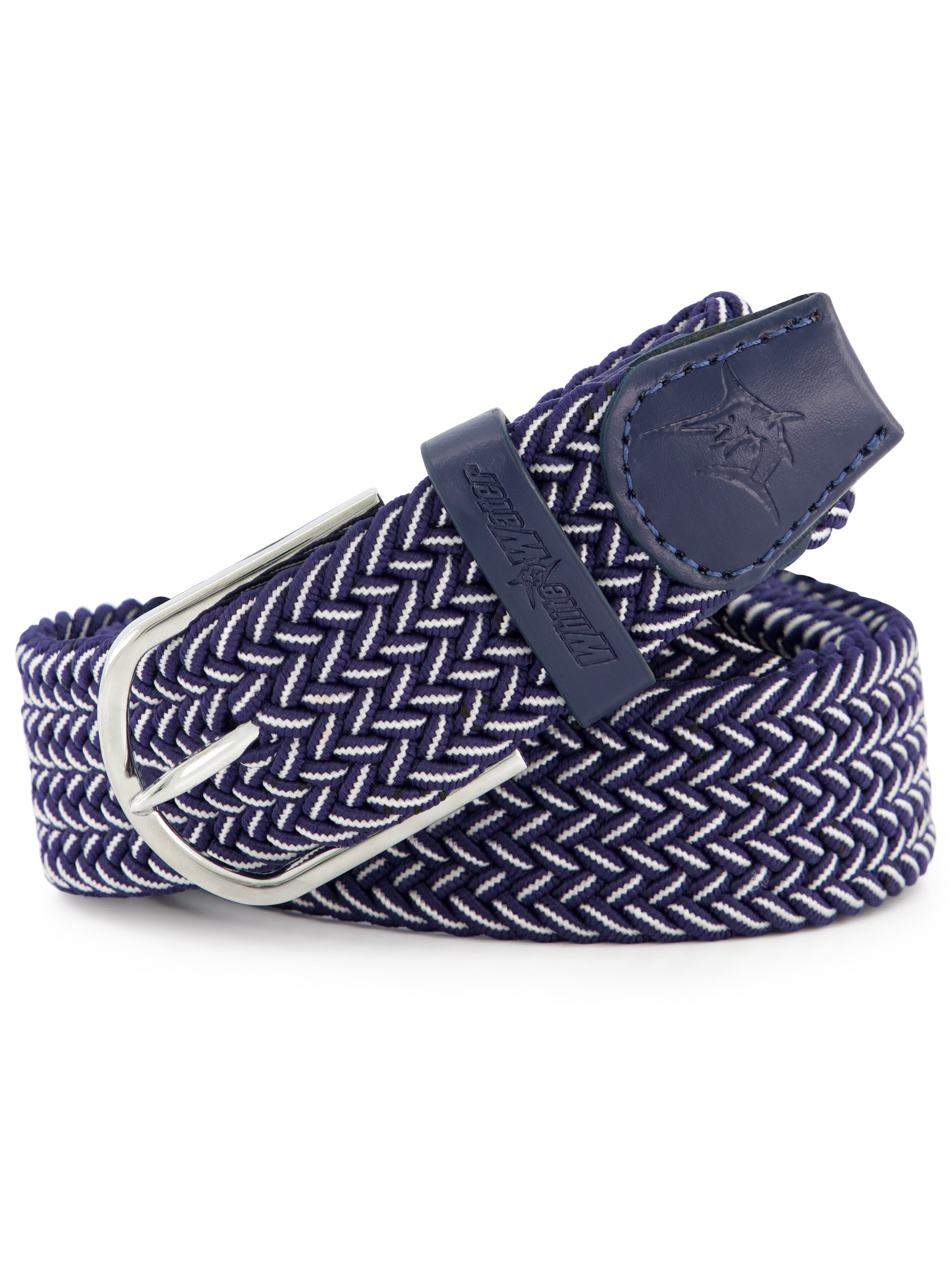 White Water Waterline Braided Belt, Navy