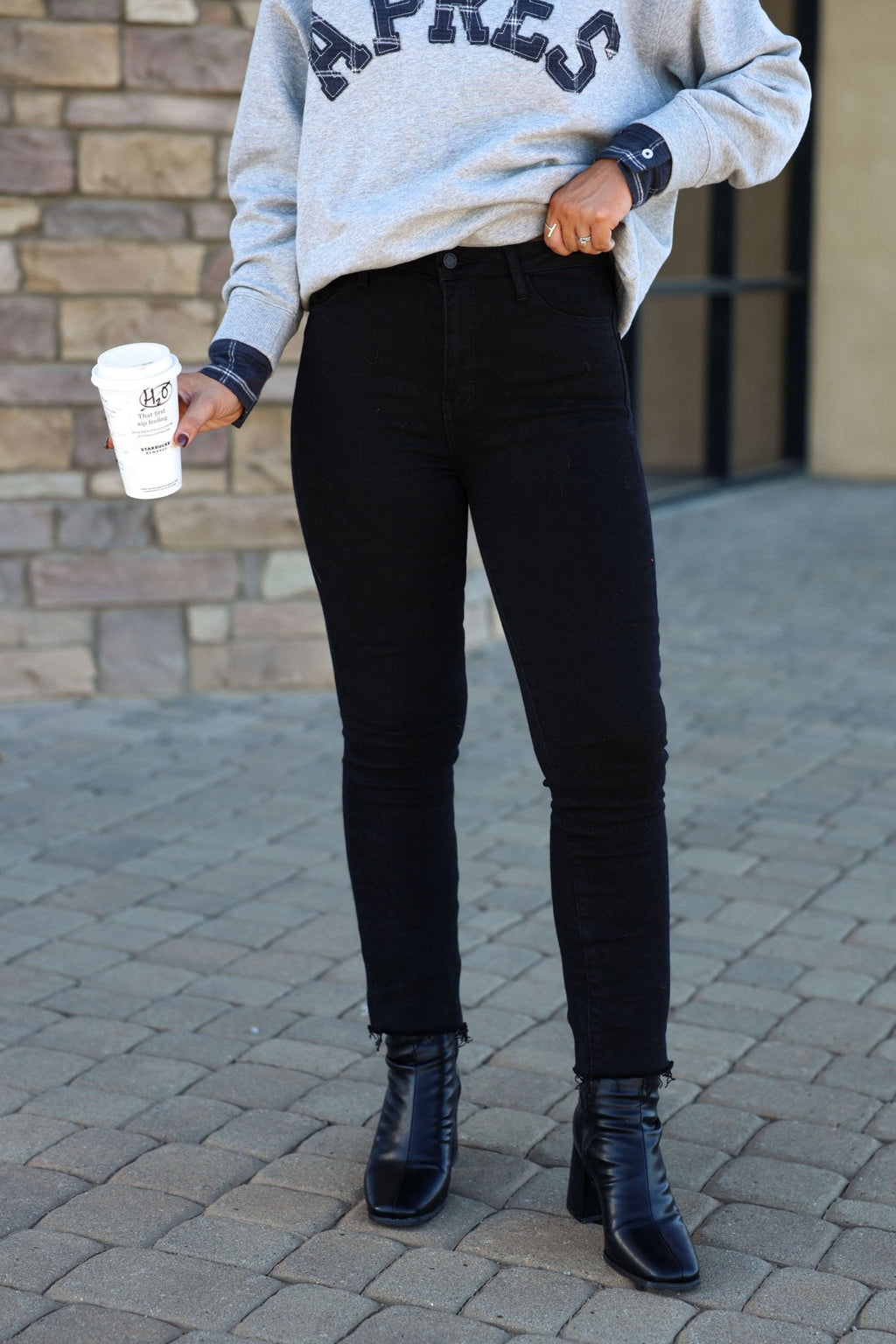 Black Frayed Hem Straight Leg Jeans - FINAL SALE