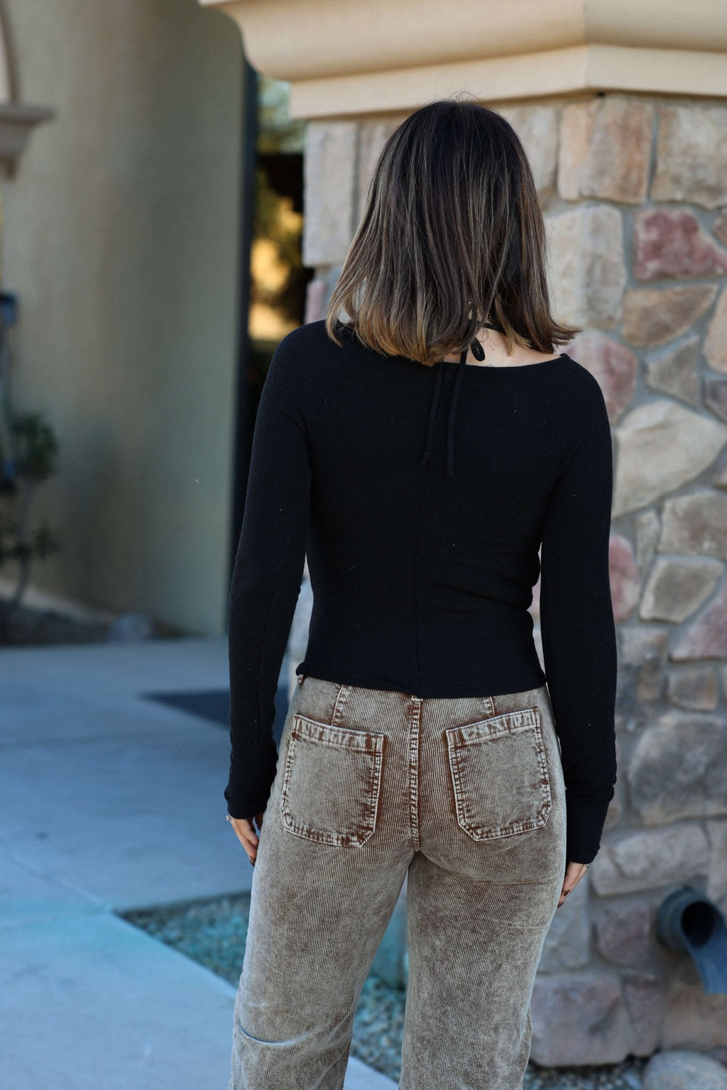 Black Ruched Long Sleeve Top - FINAL SALE