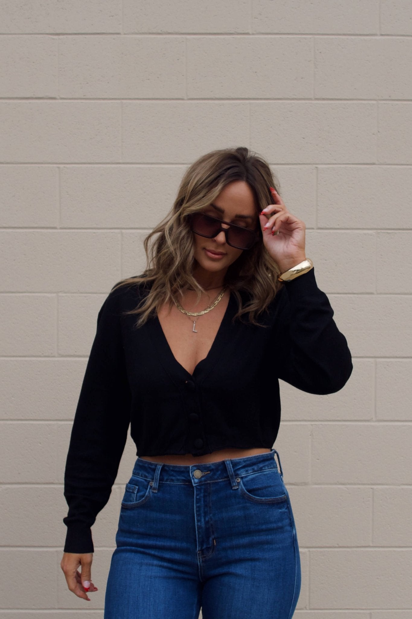 Black V Neck Buttoned Cardigan - FINAL SALE