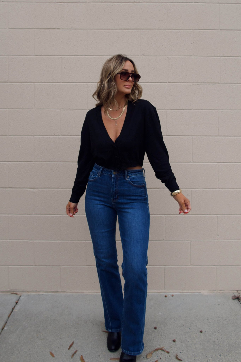 Black V Neck Buttoned Cardigan - FINAL SALE