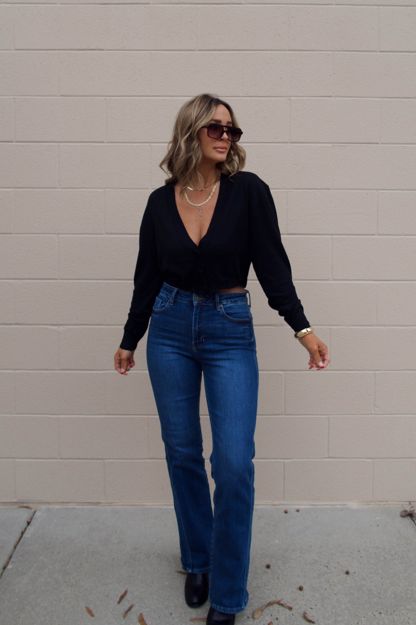 Black V Neck Buttoned Cardigan - FINAL SALE