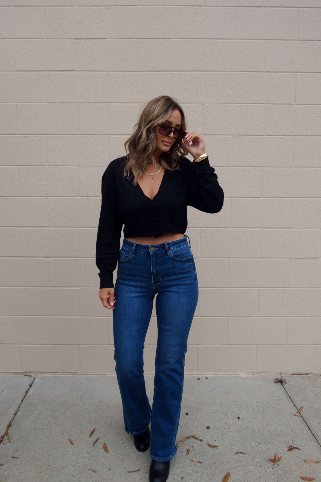Black V Neck Buttoned Cardigan - FINAL SALE