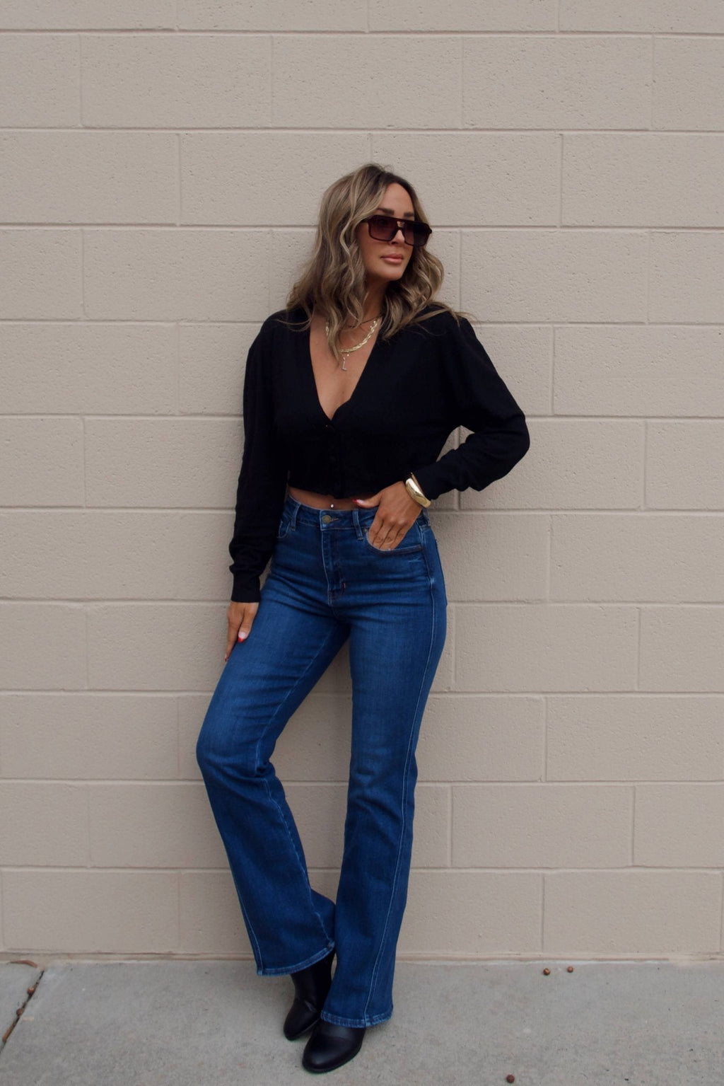 Black V Neck Buttoned Cardigan - FINAL SALE