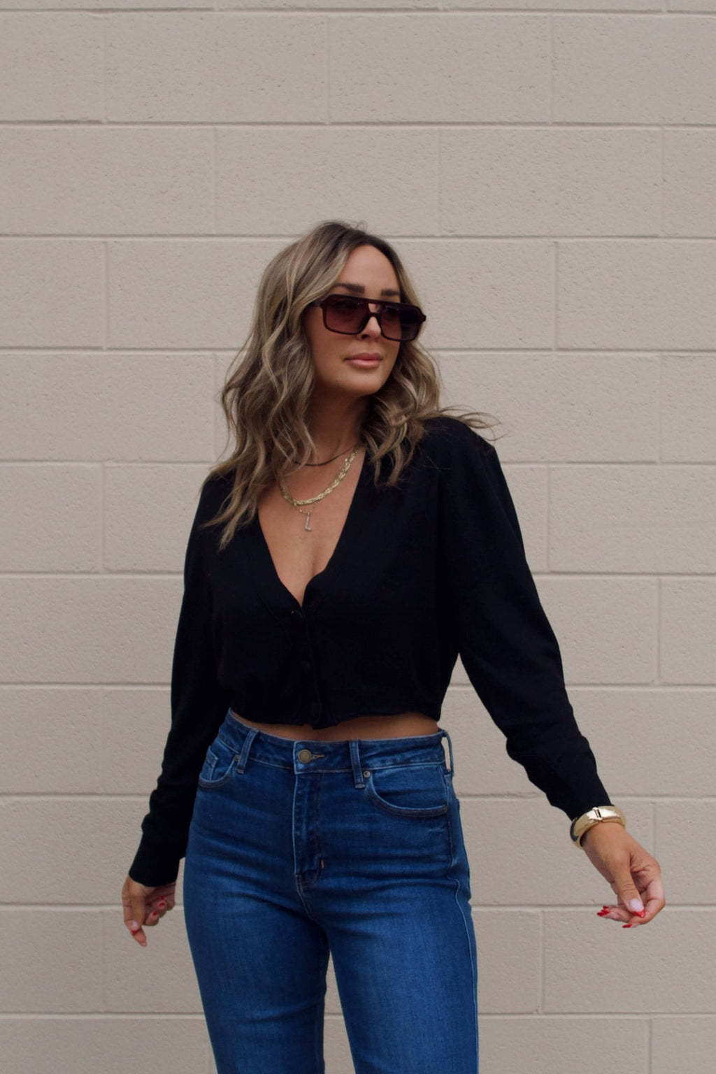 Black V Neck Buttoned Cardigan - FINAL SALE