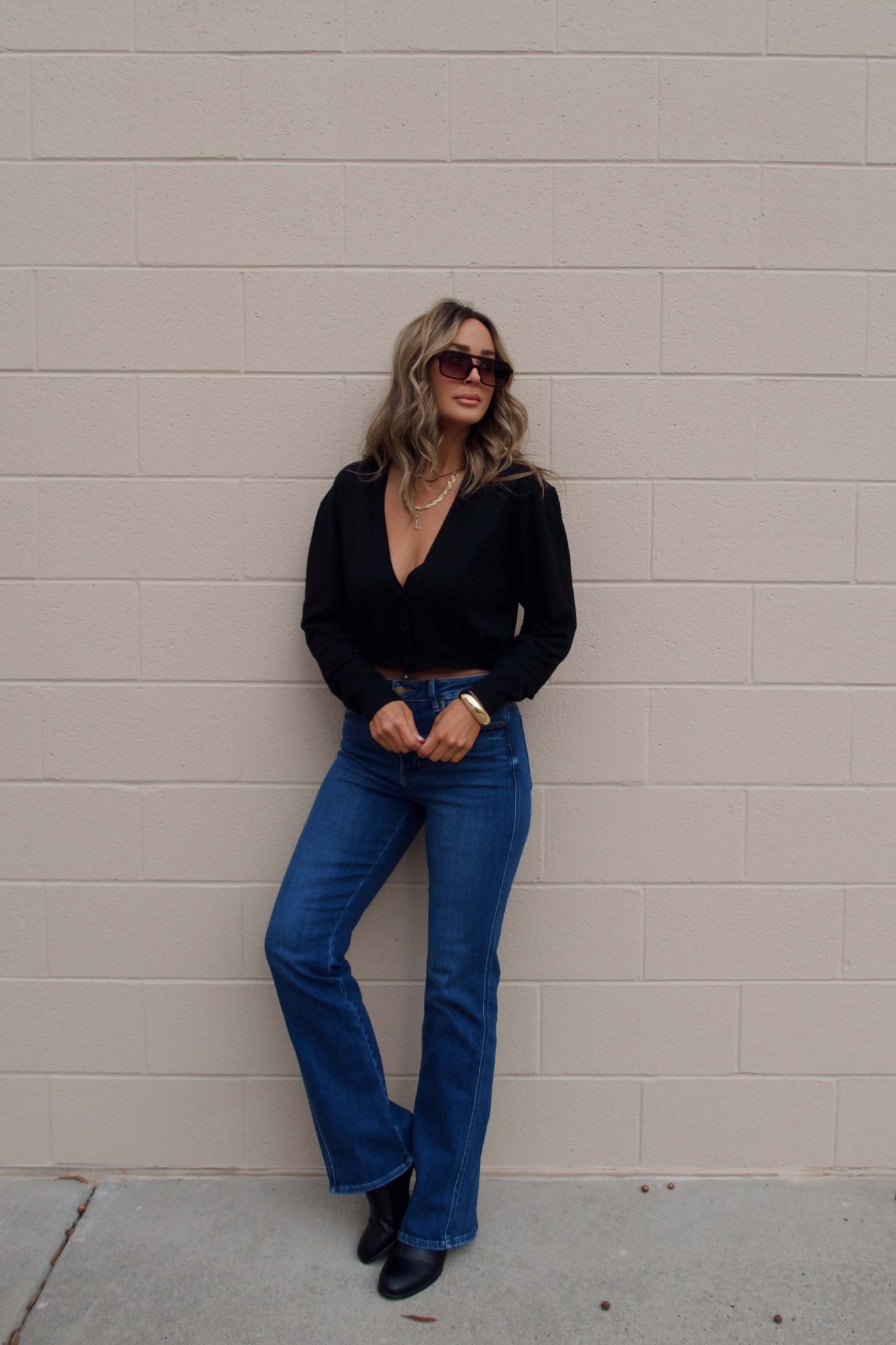 Black V Neck Buttoned Cardigan - FINAL SALE