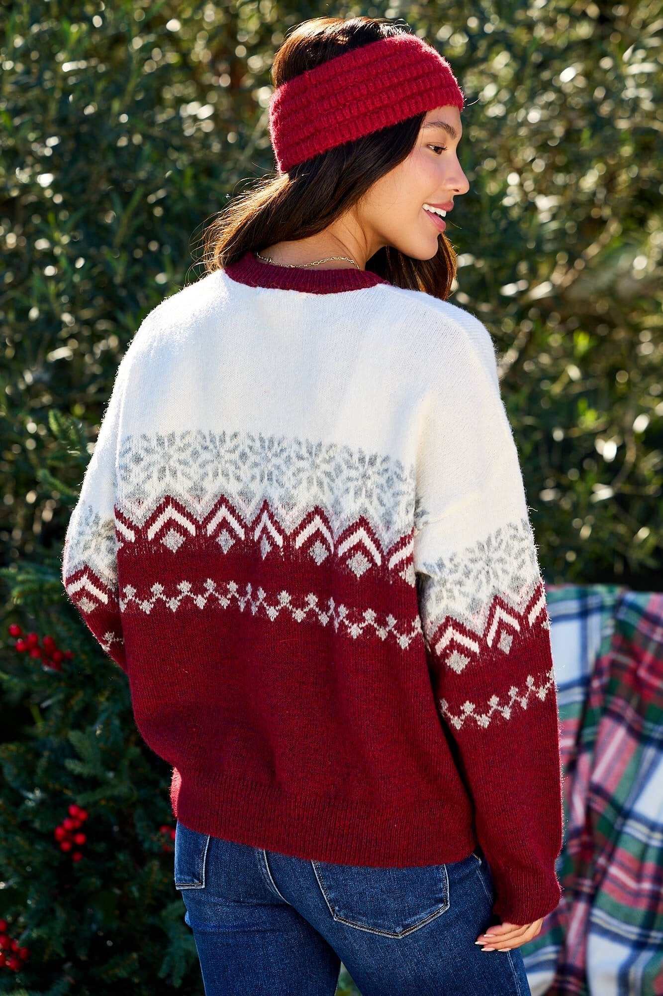 Burgundy Mix Fair Isle Sweater - FINAL SALE