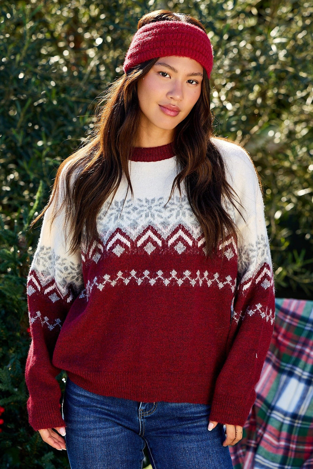 Burgundy Mix Fair Isle Sweater - FINAL SALE